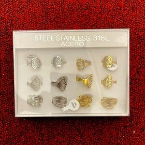 Stainless Steel Ring Set in Silver and Gold